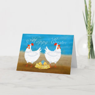 Carte de voeux de Pâques au poulet amusant