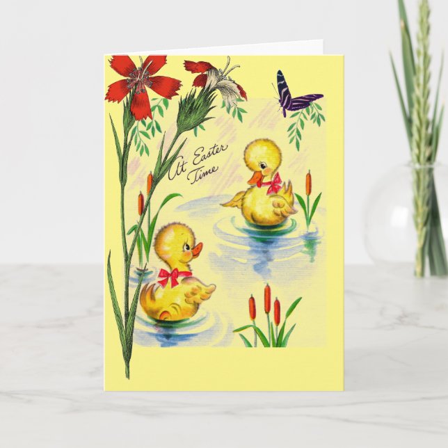 Carte de vœux de Pâques avec poussins de Pâques (Devant)