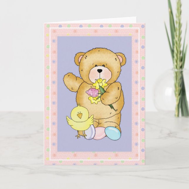 Carte de voeux de Pâques Chubby Cubby Teddy Bear d (Devant)