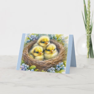 Carte de voeux de Pâques Springtime avec bébés pou