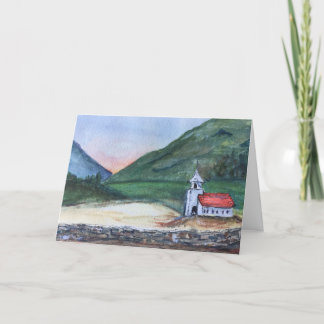 Carte de voeux de paysage, avec l'église