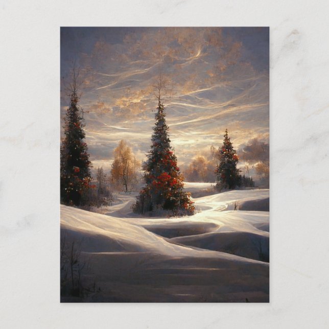 Carte de vœux de paysage d'arbre de Noël d'entrepr (Devant)