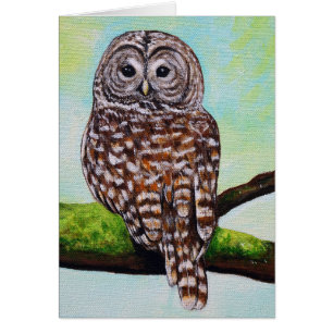 Carte de voeux de peinture de hibou barrée