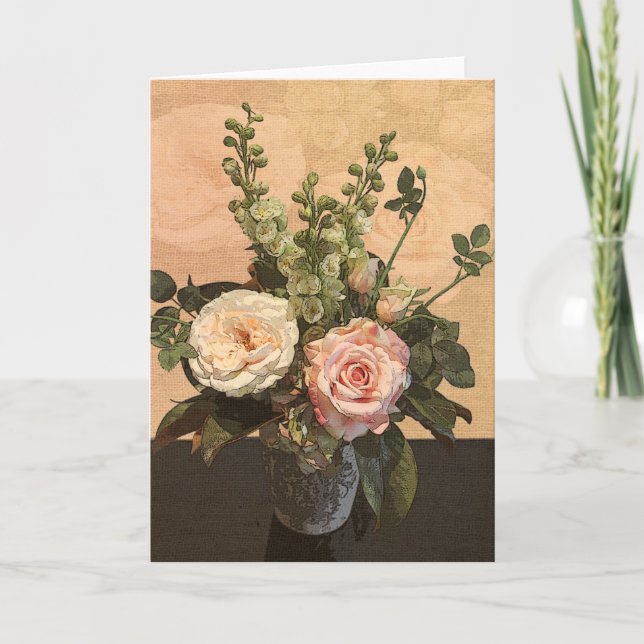 Carte de voeux de peinture rose (Devant)