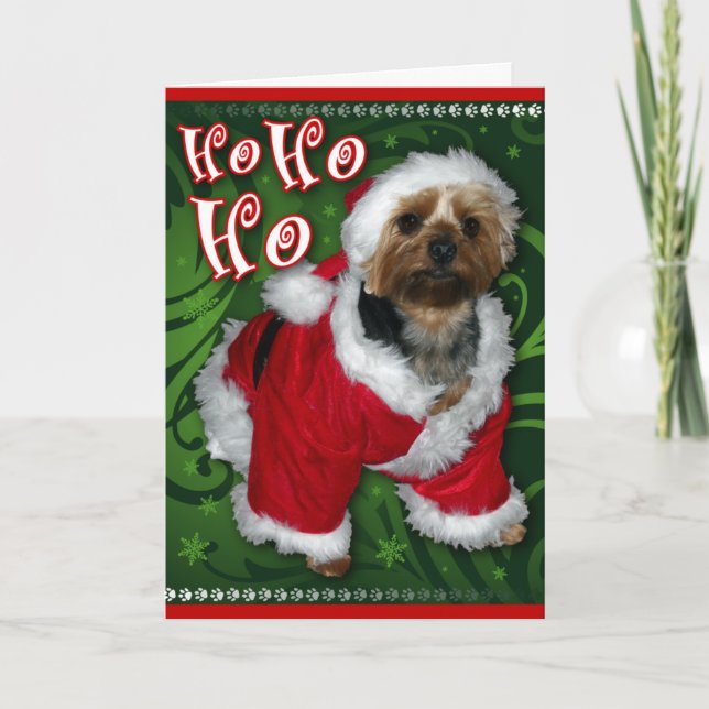 Carte de voeux de Père Noël Yorkie (Devant)