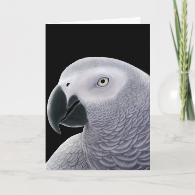 Carte de voeux de perroquet gris africain (Devant)