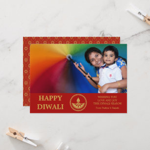 Carte de voeux de photo de Diwali - couleur faite