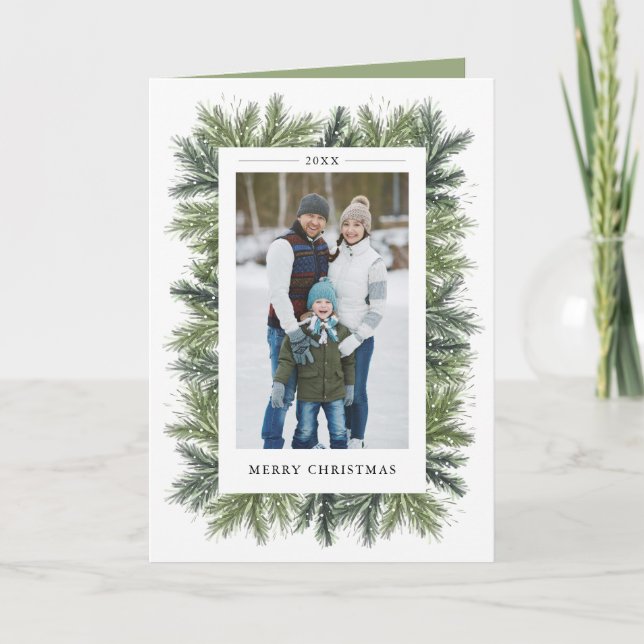Carte de voeux de photo de Noël de pins de Milou (Devant)