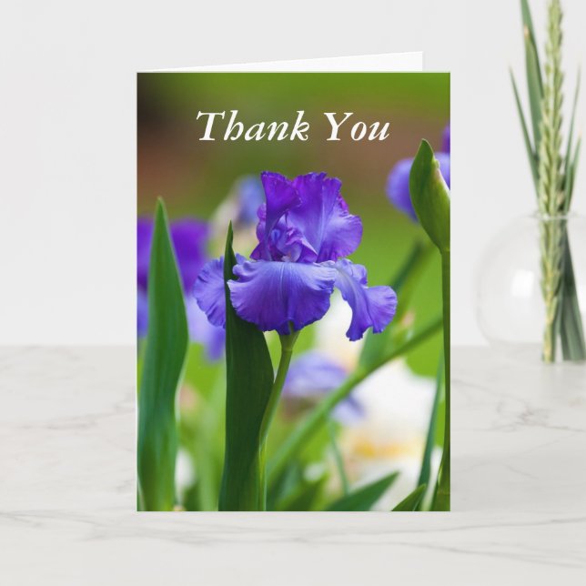 Carte de voeux de photo d'iris de Merci (Devant)