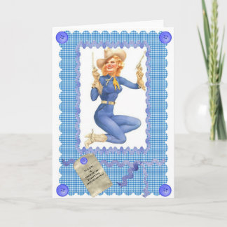 CARTE DE VOEUX DE PIN-UP de COW-GIRL des années