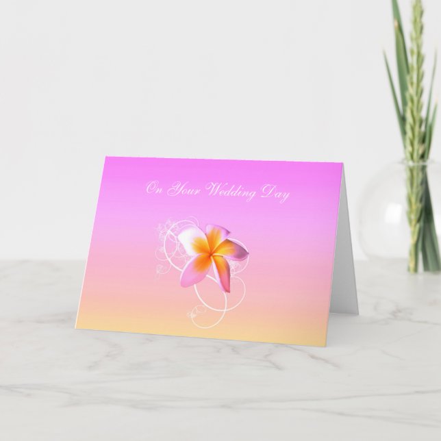 Carte de voeux de plage de Frangipani/mariage (Devant)