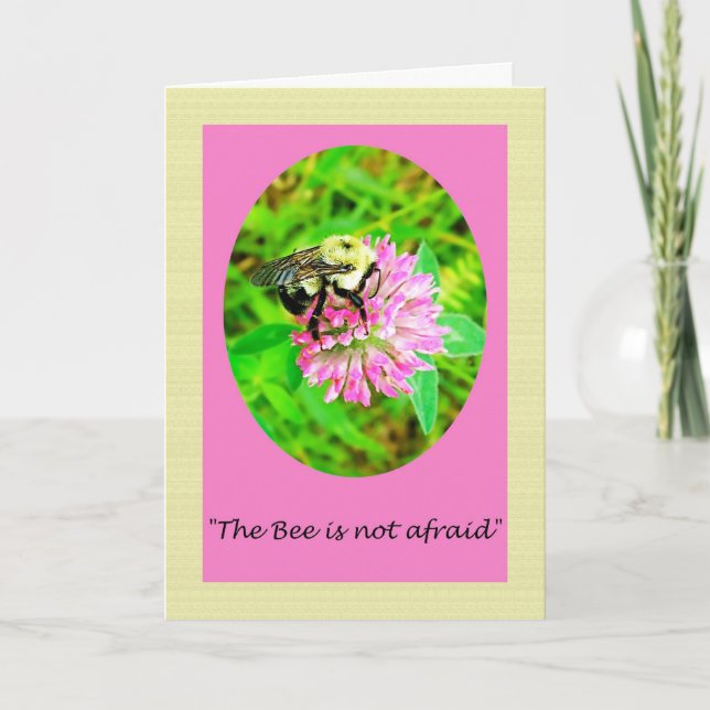 Carte de voeux de poème de nature d'abeille (Devant)