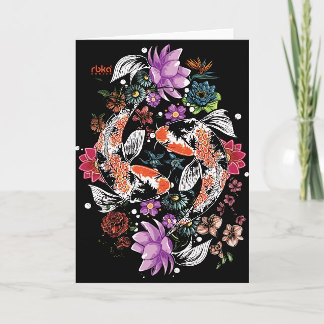 Carte de voeux de poissons de Koi (Devant)