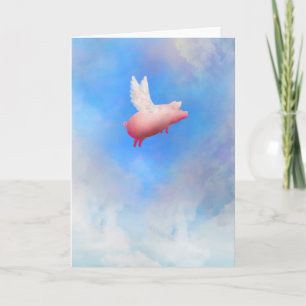 Carte de voeux de porc volante