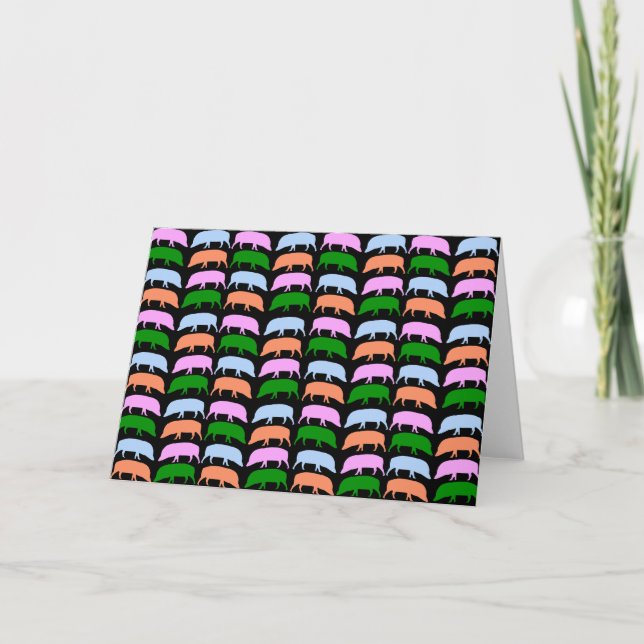 Carte de voeux de porcs multicolores (Devant)