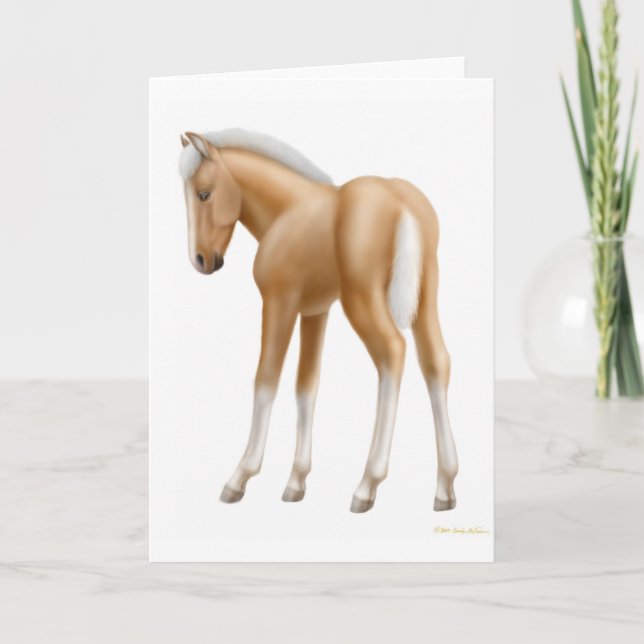 Carte de voeux de poulain de palomino (Devant)