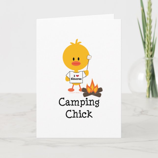Carte de voeux de poussin de camping (Devant)