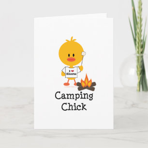 Carte de voeux de poussin de camping