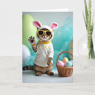 Carte de vœux de printemps avec un chat mignon
