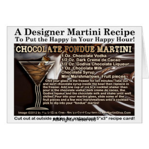 Carte de vœux de recette de Martini au fondue au c