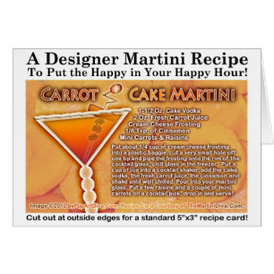 Carte de voeux de recette de Martini de gâteau à