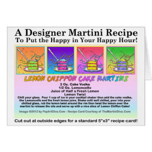 Carte de voeux de recette de Martini de gâteau de