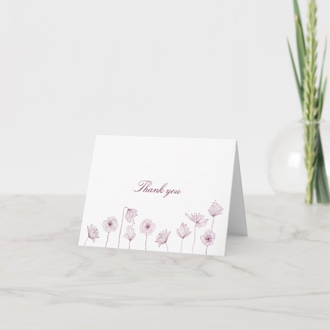 Carte de vœux de remerciement floral Bourgogne (Devant)