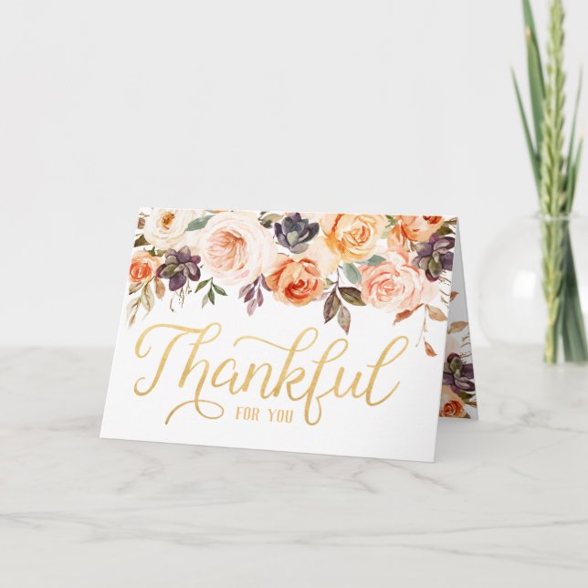 Carte de vœux de remerciement Shabby Chic Fleur Ro (Devant)