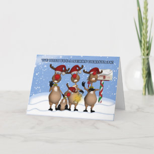 Carte de voeux de renne de Noël de chant de tous