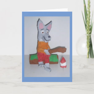 Carte de vœux de rétablissement "Alfred le loup pê