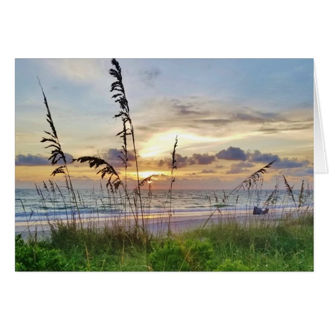 Carte de voeux de retraite Sunset Beach (Devant Horizontal)