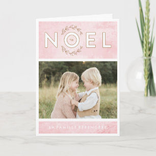 Carte de voeux de rose et d'or de Noël