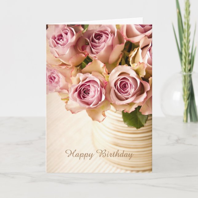 Carte de voeux de roses de joyeux anniversaire (Devant)