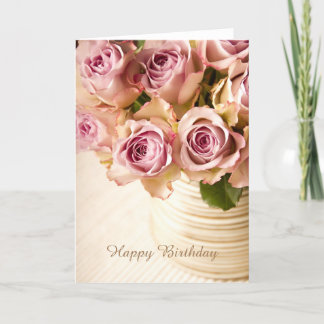 Carte de voeux de roses de joyeux anniversaire