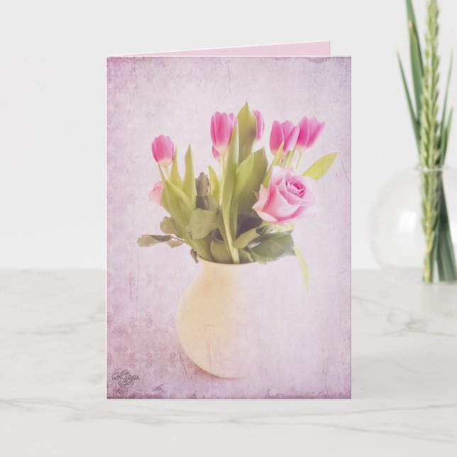 Carte de voeux de roses des tulipes n (Devant)