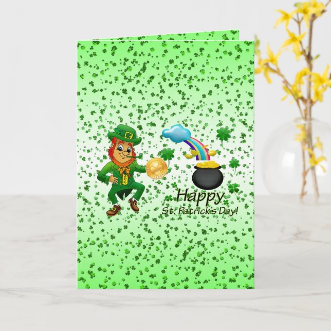 Carte de voeux de Saint Patrick Leprechaun (Fleur jaune)
