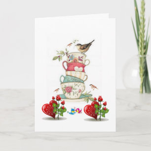 Carte de voeux de Saint Valentin Oiseau Vintage