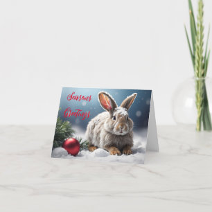 Carte de vœux de saison avec un lapin mignon
