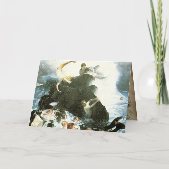 Carte de voeux de sirène vintage (Devant)