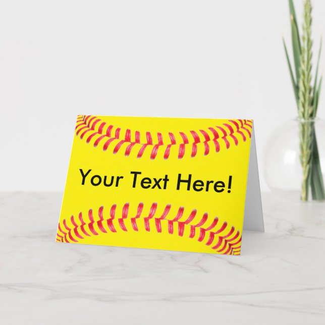 Carte de voeux de softball Fastpitch Jaune (Devant)