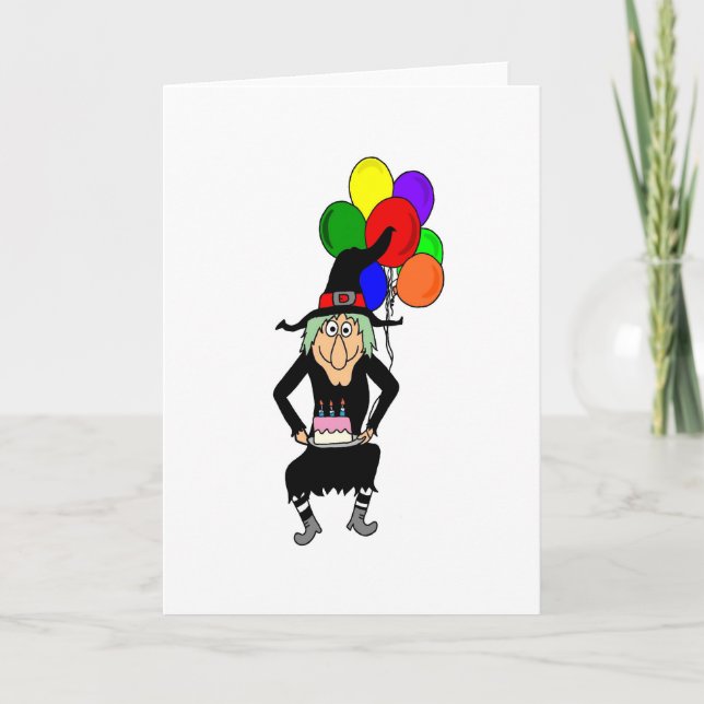 Carte de voeux de sorcière de joyeux anniversaire (Devant)