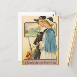 carte de vœux de Thanksgiving de pèlerin mignonne 