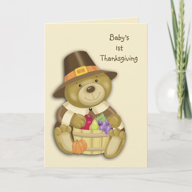 Carte de voeux de thanksgiving d'ours de bébé (Devant)