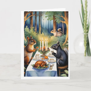 Carte de vœux de Thanksgiving en forêt enchantée