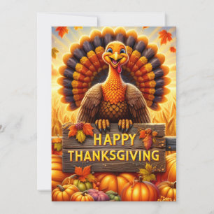 Carte de vœux de Thanksgiving joyeuse pour dinde