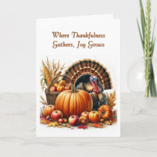 Carte de vœux de Thanksgiving pliée dinde