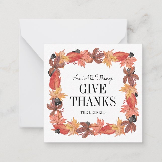 Carte de vœux de Thanksgiving pour les feuilles d' (Devant)