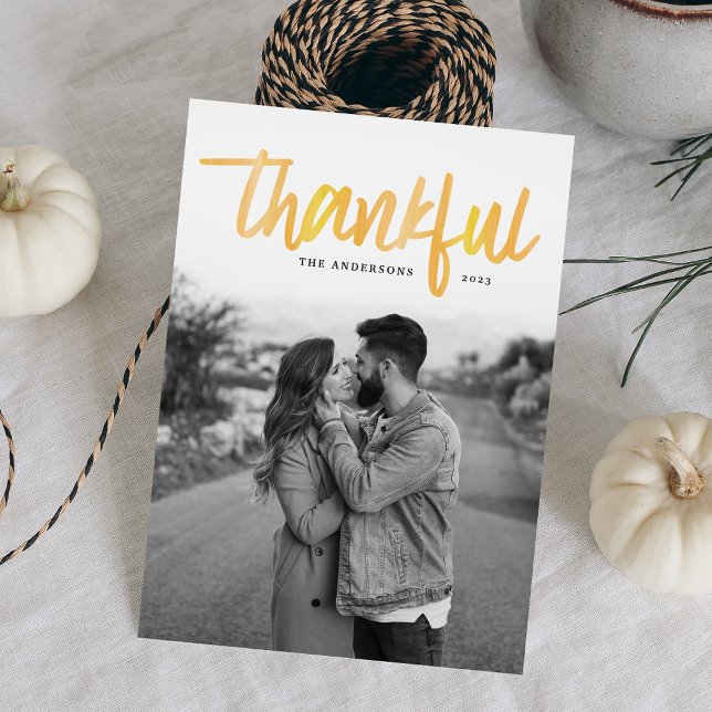 Carte de vœux de Thanksgiving | Thankful Brushed (Créateur téléchargé)