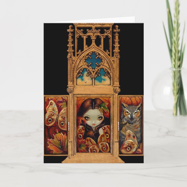 Carte de voeux "de triptyque de papillon de hibou" (Devant)
