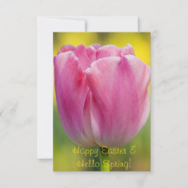 Carte de vœux de tulipe rose de printemps